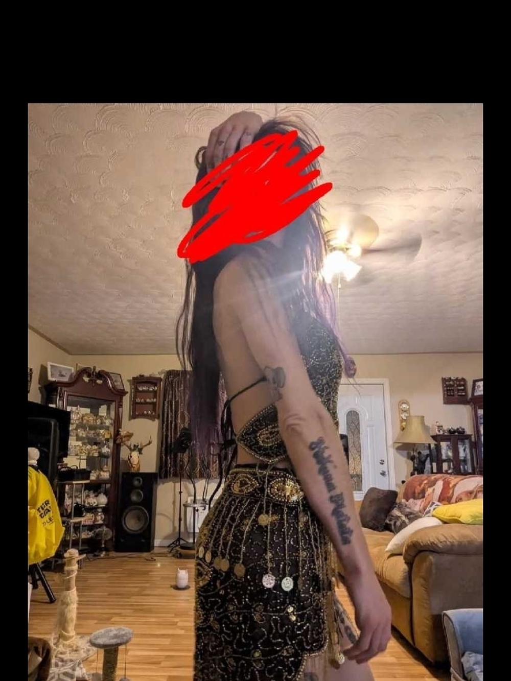 Black and Gold Beaded Belly Dancing Dress